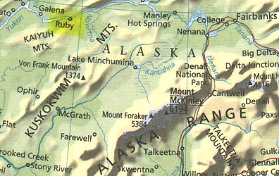 Ruby, Alaska on the Yukon River west of Fairbanks, is a village of 188 people.