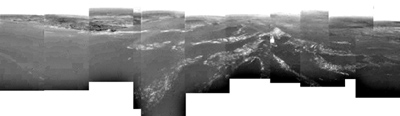 Composite of Titan's surface seen during descent on January 14, 2005.