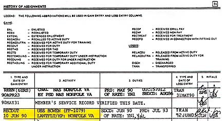  Thomas C. Sheppard assigned to USS Bowen out of Norfolk, Virginia, beginning June 10, 1990.