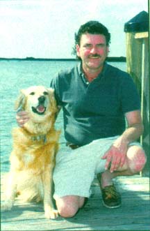 Jim Sparks with his dog, Tucker,  when he lived in, Ft. Myers Beach, Florida, 1999.