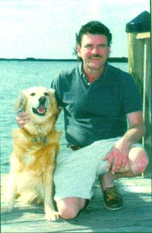 Jim Sparks with his dog, Tucker, when he lived in, Ft. Myers Beach, Florida, 1999.