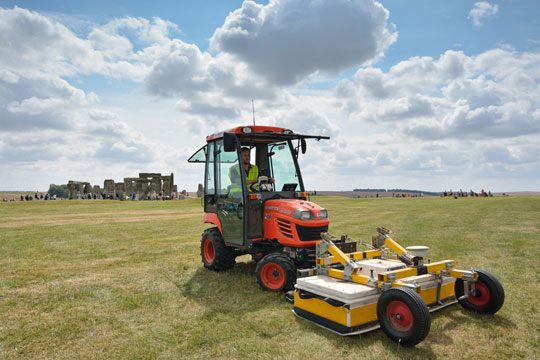 Deep ground penetrating radar (GPR) above, magnetometers and other high tech gear were driven over a 5-square-mile region around Stonehenge (background) in the University of Birmingham investigation to produce a digital map of underground discoveries.