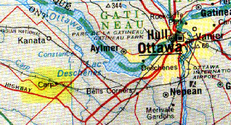 Carp, Ontario, Canada, southwest of Ottawa, where allegedly a non-terrestrial aerial craft, containing humanoid reptilian entities, "crashed" on November 4, 1989.