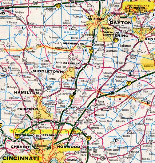About fifty miles northeast of Cincinnati, Hamilton County, Ohio, is Wright Patterson AFB in Fairborn, Ohio. Norwood is a suburb northeast of Cincinnati.