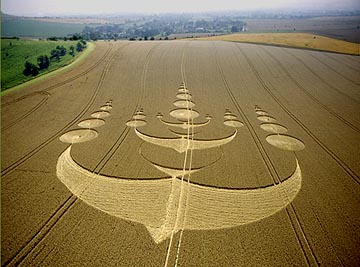 Walkers Hill, near Alton Barnes, Wiltshire, in wheat.  Reported August 4, 2003. Aerial photograph © 2003 by Steve Alexander.