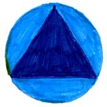 Circle around triangle was on patch seen and drawn by Missouri abductee, J. R., after experiences in the 1970s. She remembered the symbol on "left breast of uniform" worn by grey being.