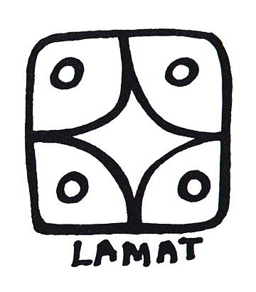 Arguelles: " Symbol 8. Lamat = Star, Harmony, The Octave, Intuitive Realization of Pattern of Higher Life, Love, Star-Seed. SOUTH." Graphic © 1987 by Jose Arguelles.