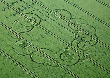 First crop formation reported in Wiltshire County on June 9, 2006, in young wheat. Aerial image © 2006 by Lucy Pringle, www.lucypringle.co.uk.