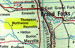 Northwood and Grand Forks are near the Minnesota border.