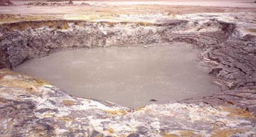 Boiling hot spring on floor of east crater, Anatahan Volcano, North Mariana Islands, May 3, 1994. Photograph by F. Trusdell, USGS. Update on Opportunity