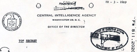 Alleged TOP SECRET Central Intelligence Agency document about human and E.T. hybrid retrieved from crashed disk, perhaps as early as 1947, stamped by Dept. of State September 23, 1949.