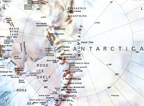 The Antarctic South Pole is covered by a continent the size of the United States. The Antarctic ice sheet which is 1.5 miles thick in some places, contains over 90% of the world's fresh water. The Antarctic Peninsula ice sheets that extend into the surrounding seas are melting rapidly, whether from global warming or local climate variations.