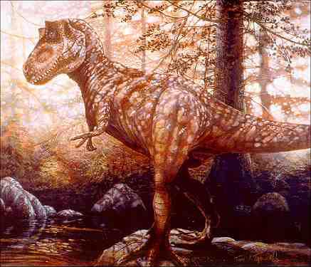  Tyrannosaurus rex dinosaur painting © by artist Tony Trammell in Dinosaur Illustrations.
