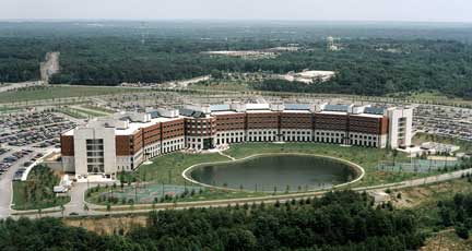 The Defense Logistics Agency (DLA) headquarters at Fort Belvoir, Virginia. Fort Belvoir is located near Lorton, Virginia. Image source:  U.S. Army Corps of Engineers Digital Visual Library.