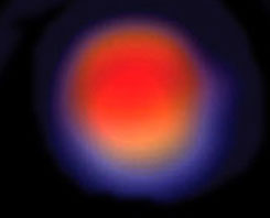 Fiery, orange-red sphere that former Airman Lori Buoen, D Flight law enforcement, RAF Bentwaters/Woodbridge, reported after midnight to her Flight Chief Master Sgt. Glen Whitehead, on December 27, 1980, after Lori watched the unidentified light move slowly down into Rendlesham Forest. Illustration © 2010 by Lori Buoen.