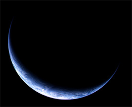 This crescent sliver of Earth's South Pole was photographed on November 12, 2009, by Rosetta, a European Space Agency spacecraft, from about 400,000 miles away.