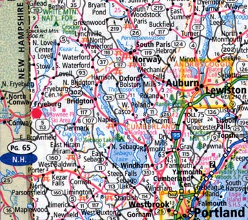 Close to the Conway, New Hampshire border is Fryeburg, Maine, a little south of the White Mountain National Forest and northwest of Portland, Maine.