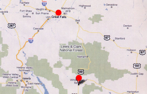 White Sulphur Springs in Meagher County, Montana, is 68 miles south of Great Falls and Malmstrom AFB where Minuteman nuclear intercontinental ballistic missiles (ICBMs) have been buried in silos as far as Judith Gap (map lower right). From the early 1970s onward, this region has had persistent cycles of animal mutilations.