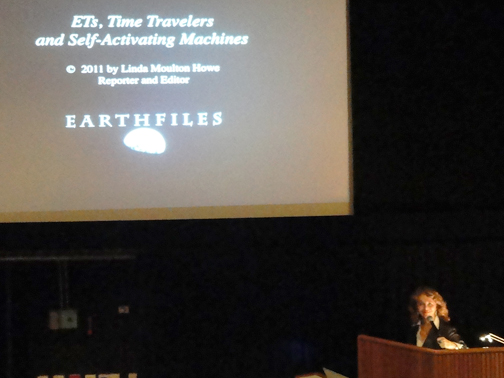 Linda Moulton Howe speaking about “ETs, Time Travelers and Self-Activating Machines” during speaking tour July 11 - 26, 2011, in Perth, Adelaide, Sydney and the NEXUS conference. Image by Julie Bedford.