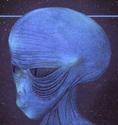 An Elder or Guardian from an extraterrestrial civilization involved with the past, present and future of Earth. Illustration by Bradley Heald, 2nd Edition of CoEVOLUTION © 2011 by Alec Newald.