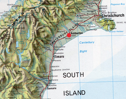 The triangle pattern of metallic spheres discovered between April 3, 1972,  and October 24 and November 5, 1978, were in a region about ten miles south of Ashburton, South Island, New Zealand.