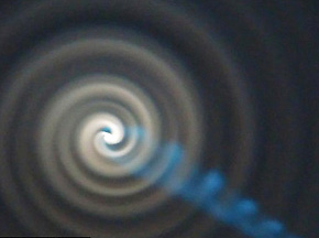 December 9, 2009, early morning close-up of the white spiral after a mysterious light rotated in the sky and from the center of the white spiral came a blue-green spiral. According to some eyewitnesses, the white and blue spirals remained in the sky for ten to twelve minutes before fading out completely. Image © 2009 by Svein-Egil Haugen.