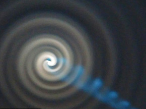 December 9, 2009, early morning close-up of the white spiral after a mysterious light rotated in the sky and from the center of the white spiral came a blue-green spiral. According to some eyewitnesses, the white and blue spirals remained in the sky for ten to twelve minutes before fading out completely. Image © 2009 by Svein-Egil Haugen.
