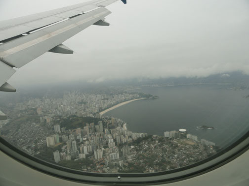 On September 26, 2010, Earthfiles Reporter and Editor Linda Moulton Howe landing in Rio de Janeiro, Brazil, to speak for “Science Discusses the Crop Circle Phenomenon” organized by MIST Productions and the good efforts of Brazilian producers Marta Jaramillo and Anna Sharp. Image © 2010 by Linda Moulton Howe.