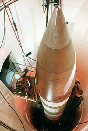 A Minuteman III in its underground silo.