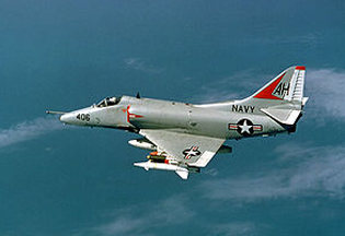 A  U.S. Navy A-4E over North Vietnam in November 1967. Image source U.S. Defense Visual Information System.