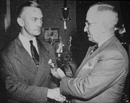 First Secretary of Defense James V. Forrestal from September 17, 1947, to March 28, 1949, with U. S. President Harry S. Truman, undated.