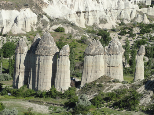 Tufa cones from Goreme in the Kiliclar Valley of Cappadocia, Turkey. Image © 2012 by Linda Moulton Howe.