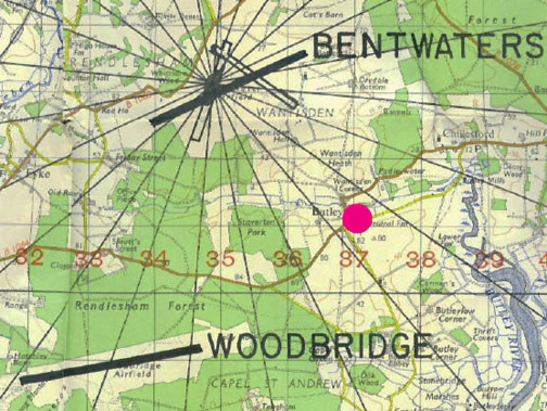 RAF Bentwaters and RAF Woodbridge became a joint U. S. Air Force and Royal Air Force complex by 1958 with the big, thick Rendlesham Forest in between.