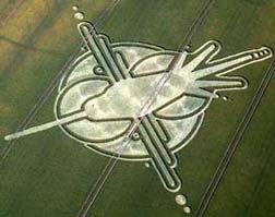Top: “Nazca Bird” reported July 2, 2009, below Milk Hill near Stanton St. Bernard, Wiltshire, England. Aerial image © 2009 by D. Grove. Bottom: Hummingbird on Plains of Nazca (500 B. C. to 500 A. D.), 250 miles south of Lima, Peru. Aerial image © Go2Peru.com. Images and information by: Cropcircleconnector.