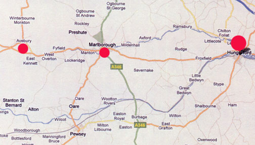 Wickham Green in Hungerford, Berkshire, England, is straight east of the ancient stone circles of Avebury and the Vale of Pewsey in Wiltshire County that have been a central focus of crop formations since the end of the 1980s.