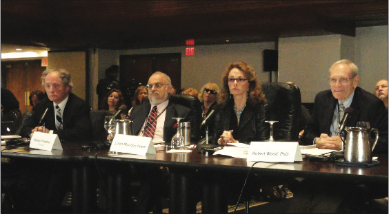 Linda Moulton Howe and colleagues appearing before panel of retired U. S. Congressional  representatives at National Press Club, Washington, D. C., April 30 – May 3, 2013.