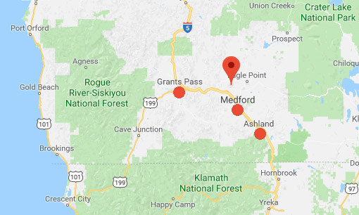 Rogue Valley, Oregon, is 11 miles north of Medford. It's in southwestern Oregon along the middle Rogue River and its tributaries in Josephine and Jackson counties near the California border. The largest communities in Rogue Valley are Medford, Ashland and Grants Pass.