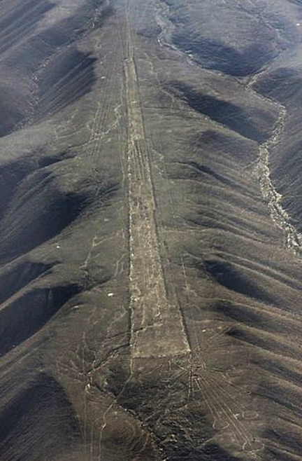 Long, straight "runway" in Palpa, Peru. Aerial  Hiddenincatours.com.