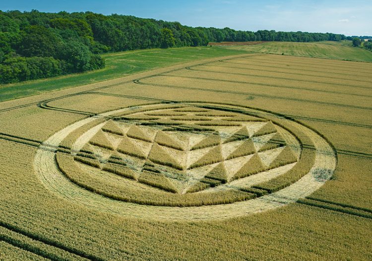 The original wheat pattern appeared July 16, 2019, in Fulley Wood near Tichborne in the county of Hampshire, England, in the map below near the red Google map pointer at Rodfield Lane.