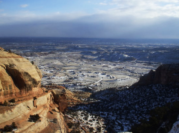 Grand Junction, Colorado, has a population of about 60,000 people that live along the Colorado River at its confluence, the "grand junction," with the Gunnison River. The valley was long occupied by the Ute people and earlier indigenous cultures. Economically the residents there have sustained their economy with farming, fruit growing, and cattle raising.