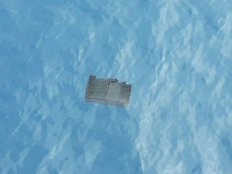 Chilean Air Force photo released on Dec. 11, 2019, of a fuel tank part, allegedly from the C-130 Hercules military transport plane that went missing with 38 people aboard on December 11, 2019, only an hour after take off from Punta Arenas, Chile.