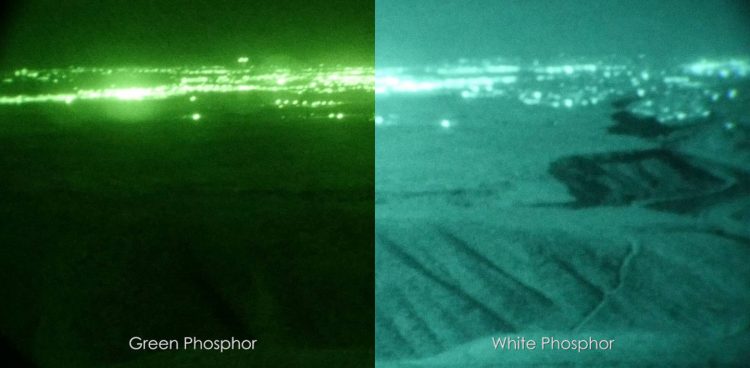 Green Phosphor and White Phosphor modes of night vision optics.