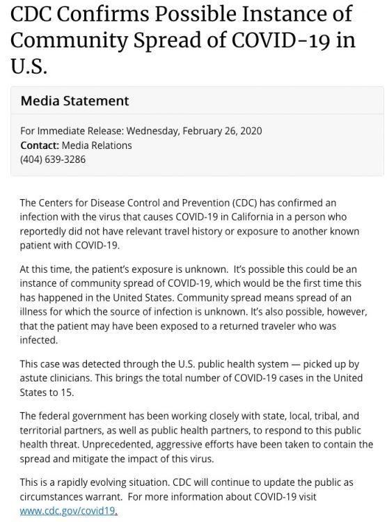 Coronavirus Disease 2019 (COVID-19) official information and updates at the Centers for Disease Control and Prevention, Atlanta, Georgia.