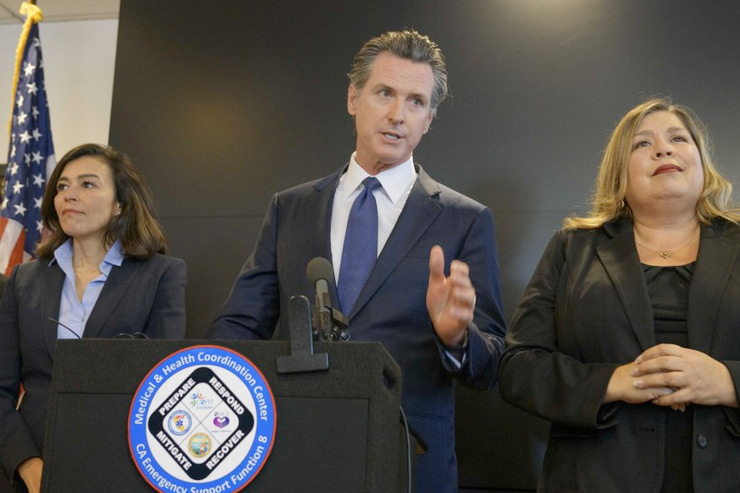 “The magnitude of this crisis is extraordinary and federal-state-local government coordination will be more critical than ever before,” said California Governor Gavin Newsom on Thursday, March 19, 2020, at a press conference as he ordered all 40 million California residents to remain in their homes for the next few weeks trying to slow down the rampaging COVID-19 coronavirus. Image by Randall Benton, Associated Press.