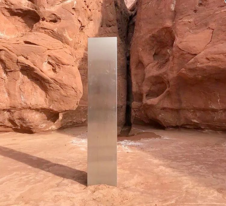 Utah Department of Public Safety Aero Bureau image of mysterious monolith in southern Utah on November 21, 2020.